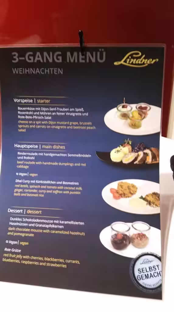 Dialog im Dunkeln Hamburg Dinner in the Dark Speisekarte
